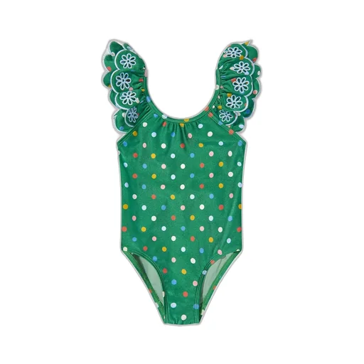 Zimmermann Kids Polka-Dot Scoop Neck Swimsuit