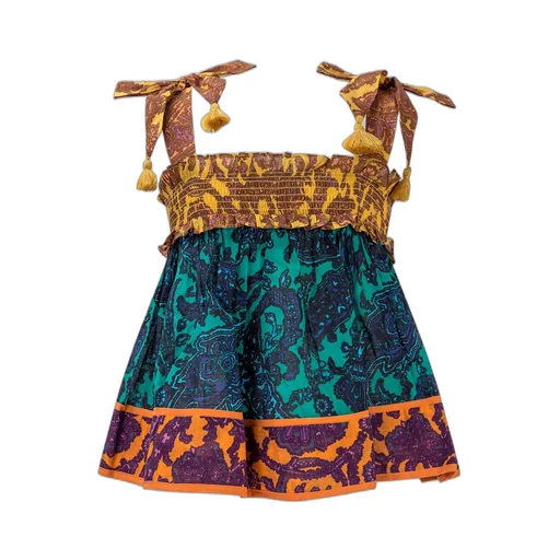 Zimmermann Kids Pleated Contrast-Panel Midi Dress