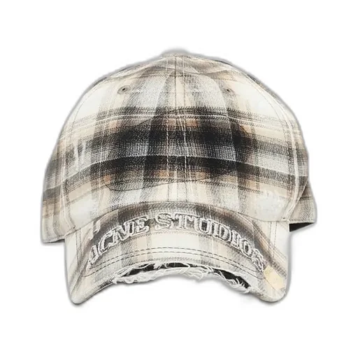 Acne Studios Logo Embroidered Checked Cap