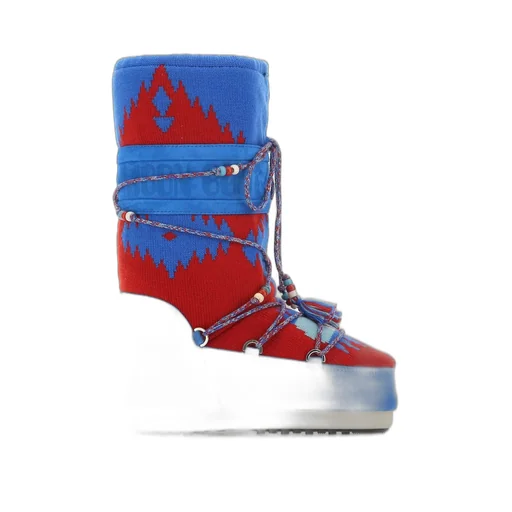 Alanui X Moon Boot Signature Knit Pattern Lace-Up Boots