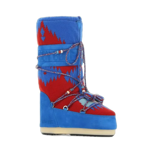 Alanui X Moon Boot Signature Knit Pattern Lace-Up Boots