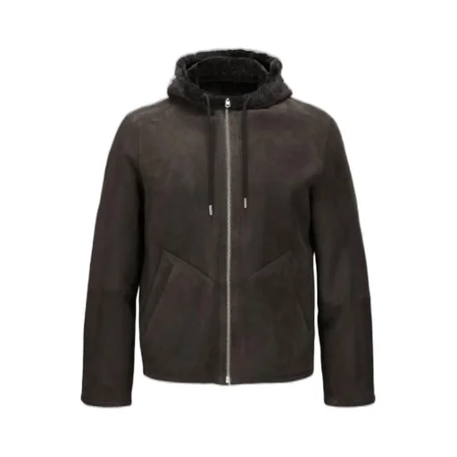 Arma Drawstring Leather Hooded Jacket
