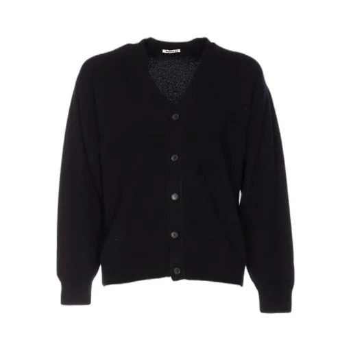 Auralee Buttoned V-Neck Knitted Sweater
