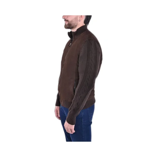 Barba Napoli Knitted Sleeve Bomber Jacket