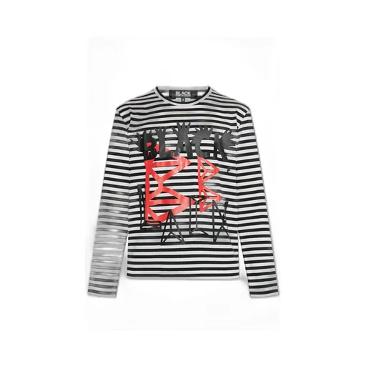 Black Comme Des GarÇOns Striped Graphic-Print Crewneck T-Shirt