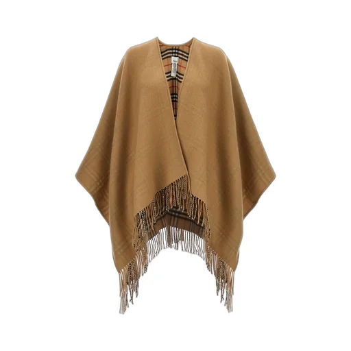 Burberry Checked Fringed-Edge Reversible Cape