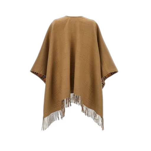 Burberry Checked Fringed-Edge Reversible Cape