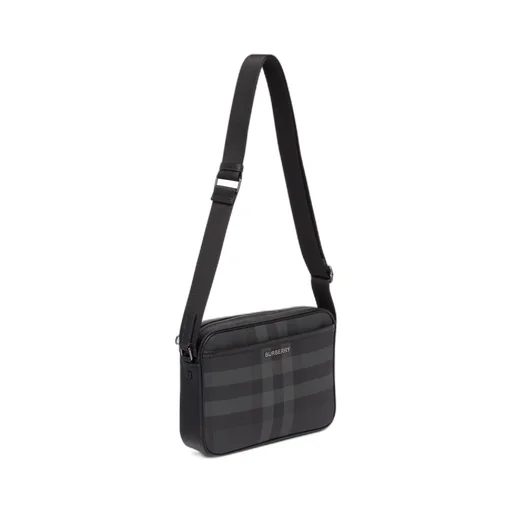 Burberry Logo Plaque Checked Messenger Bag
