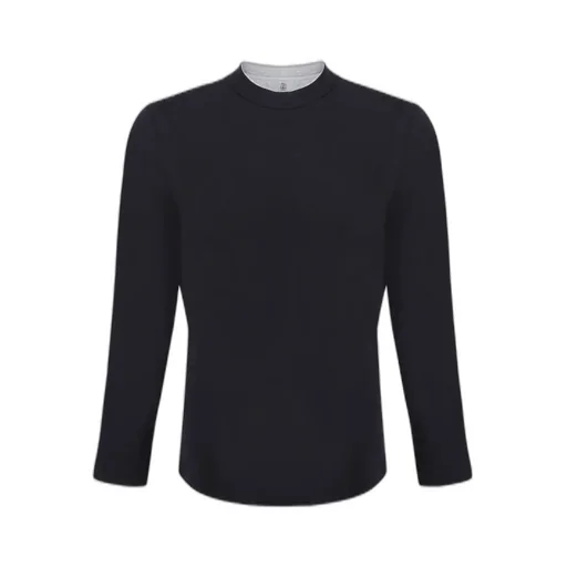 Brunello Cucinelli Contrasting-Trim Long-Sleeved T-Shirt