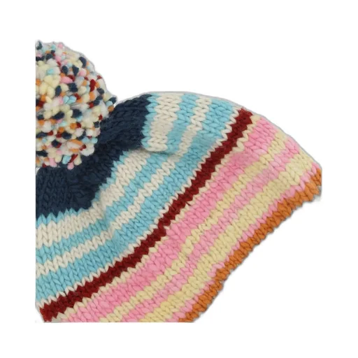 Chamula Striped Pom-Pom Beanie Hat