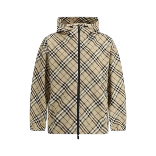 Burberry Checked Hooded Zip-Up Jacket