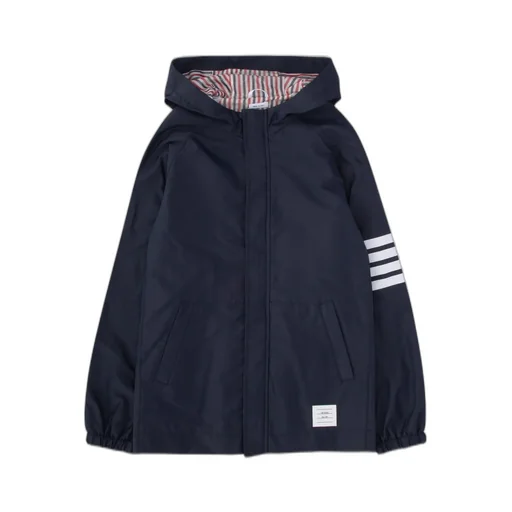 Thom Browne Kids 4-Bar Stripe Zipped Hooded Jacket