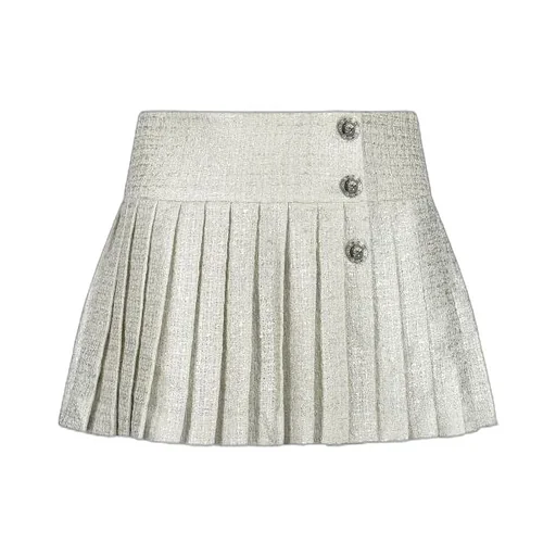Versace Kids Medusa Buttons Pleated Tweed Mini Skirt