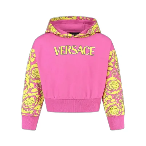 Versace Kids Logo Barocco Printed Long Sleeved Hoodie