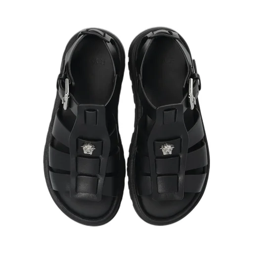 Versace Kids Logo Plaque Open Toe Sandals