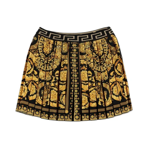 Versace Kids Barocco Printed Fully Pleated Mini Skirt