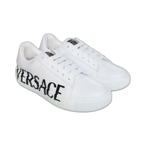 Versace Kids Greca Round Toe Lace-Up Sneakers