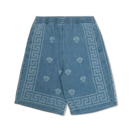 Versace Kids Medusa Bandana Denim Bermuda Shorts