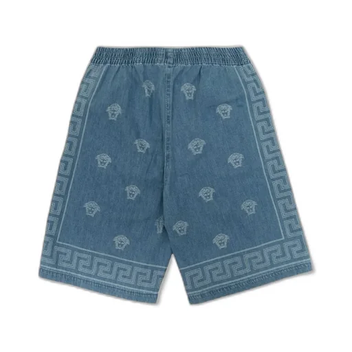 Versace Kids Medusa Bandana Denim Bermuda Shorts