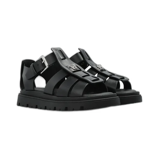 Versace Kids Logo Plaque Open Toe Sandals