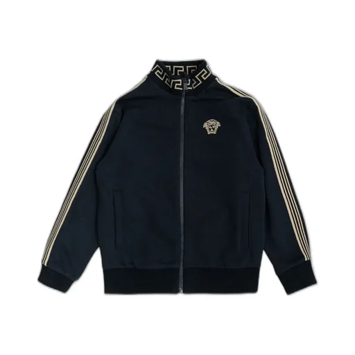 Versace Kids Logo Embroidered Zip-Up Sweatshirt