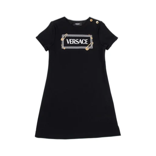Versace Kids Safety-Pin Detailed Short-Sleeved Dress