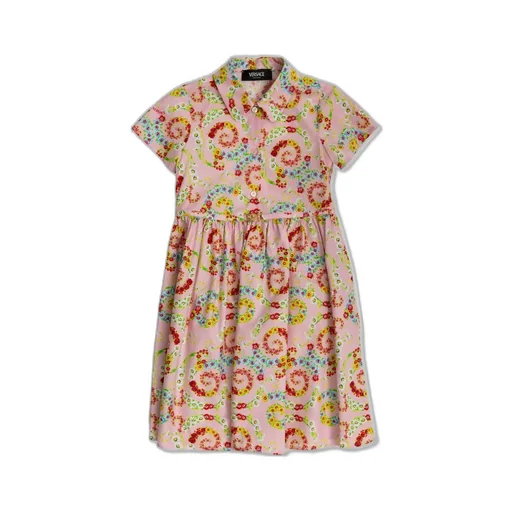 Versace Kids Floral Printed Short-Sleeved Dress
