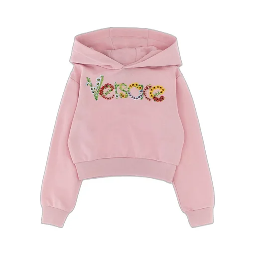 Versace Kids Embroidered Floral Logo Kids Hoodie