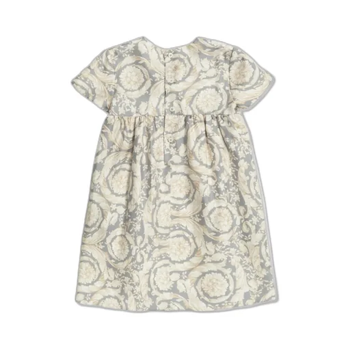 Versace Kids Barocco V-Neck Knot Detailed Dress