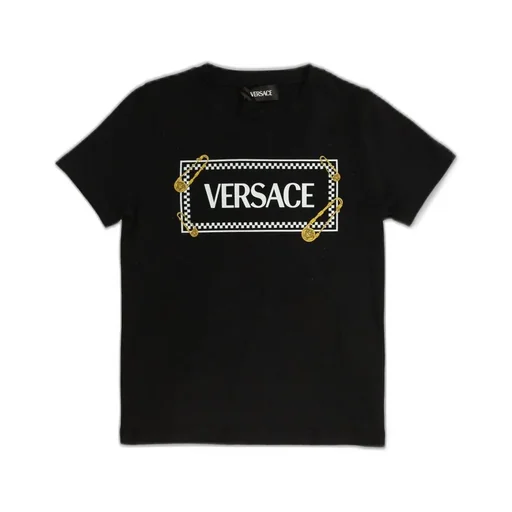 Versace Kids Safety Pin Logo Printed T-Shirt
