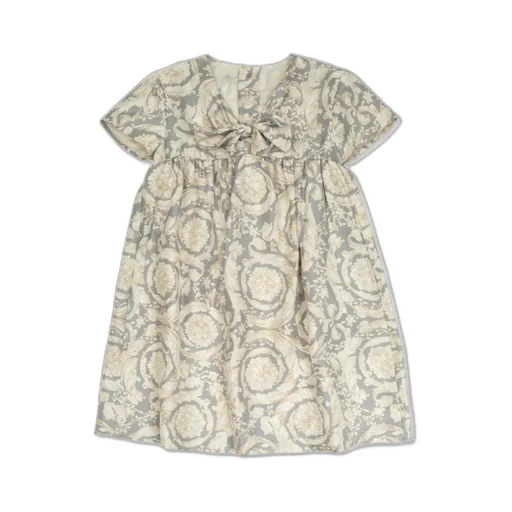 Versace Kids Barocco V-Neck Knot Detailed Dress