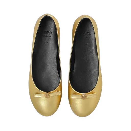Versace Kids Gianni Ribbon Metallic Ballerinas