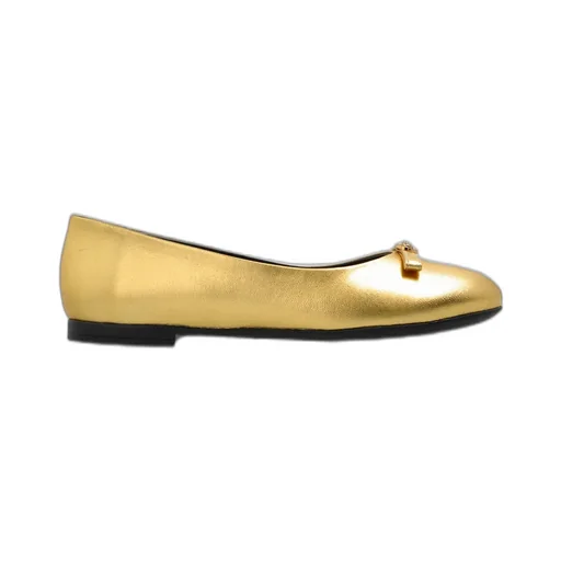 Versace Kids Gianni Ribbon Metallic Ballerinas