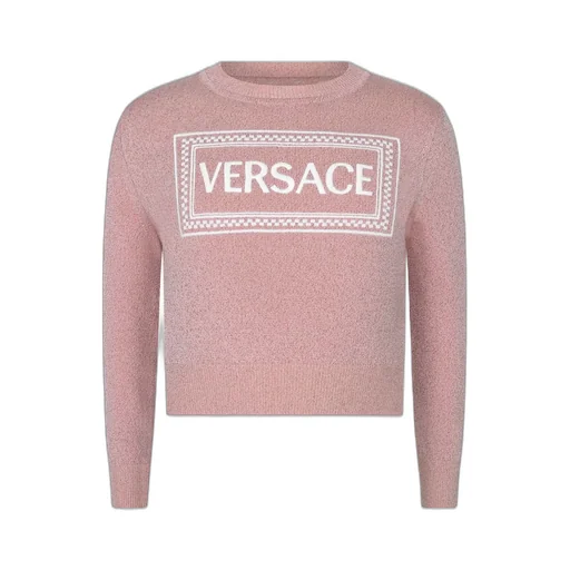 Versace Kids Logo-Embroidered Crewneck Glitter Jumper