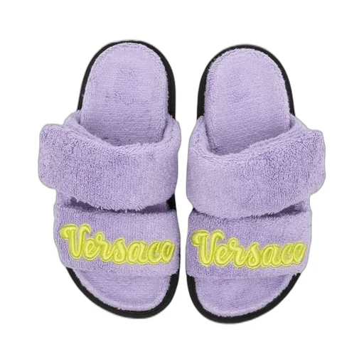 Versace Kids Terry Slide With Embroidery