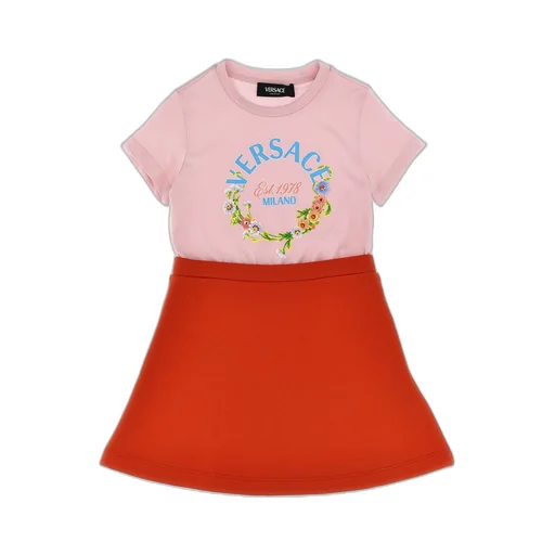 Versace Kids Two-Toned Logo Printed Dress