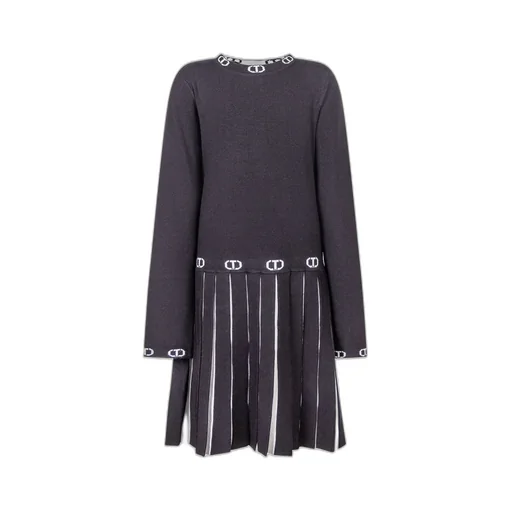 Twinset Kids Logo Trim Pleated Dress