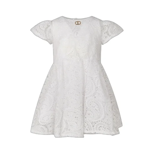 Twinset Kids Bow Short Macramé Lace Dress