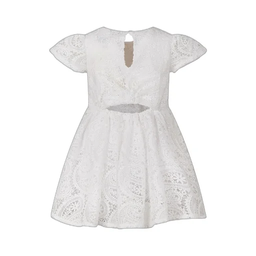 Twinset Kids Bow Short Macramé Lace Dress
