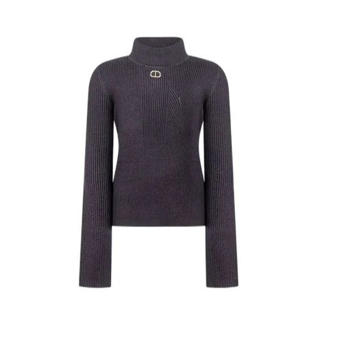 Twinset Kids Oval T Logo Knitted Turtleneck Jumper
