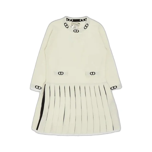 Twinset Kids Long Sleeved Logo Embroidered Pleated Skirt