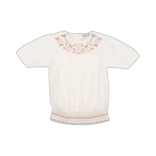 Tartine Et Chocolat Floral-Embroidered Short-Sleeved Top