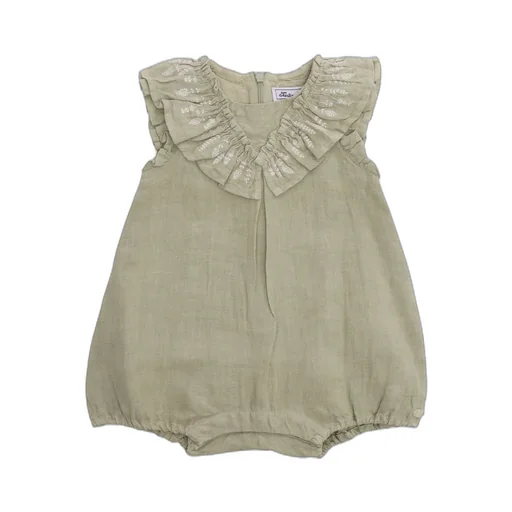Tartine Et Chocolat Floral-Embroidered Ruffled Jumpsuit