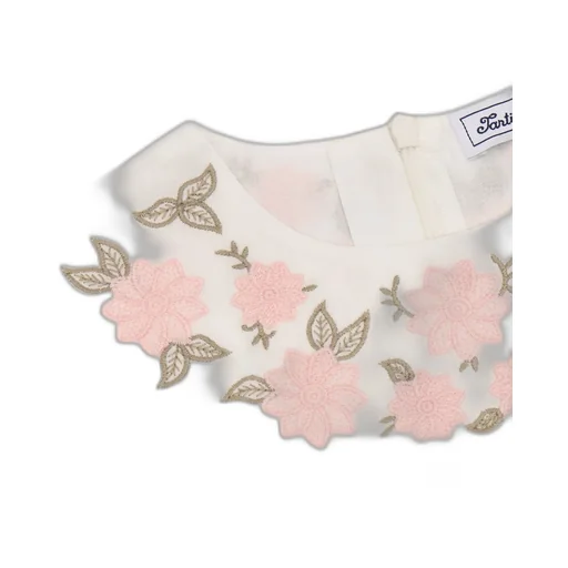 Tartine Et Chocolat Floral-Embroidered Short-Sleeved Top