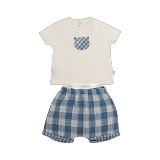 Teddy & Minou Checked Crewneckk Shorts Set