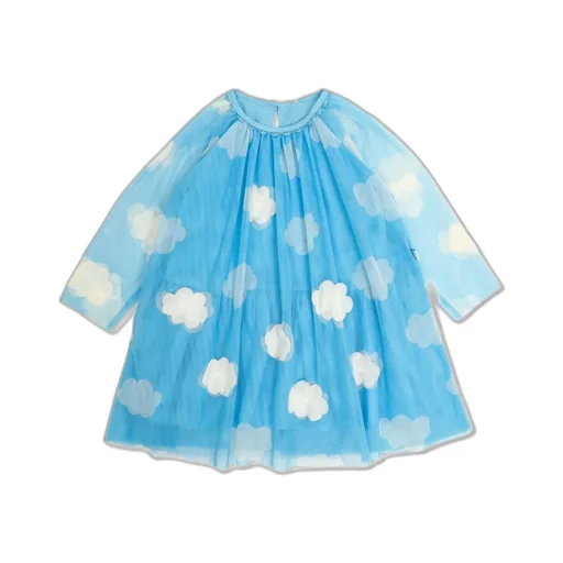 Stella Mccartney Kids Clouds Printed Crewneck Tulle Dress