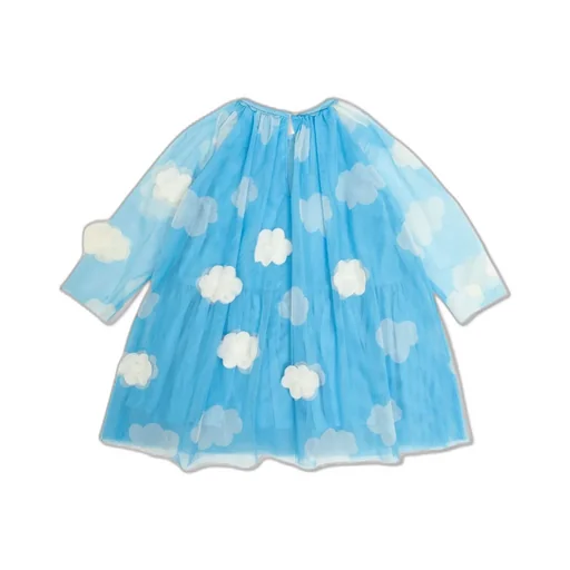 Stella Mccartney Kids Clouds Printed Crewneck Tulle Dress