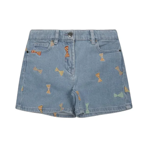 Stella Mccartney Kids Bow Embroidered Denim Shorts