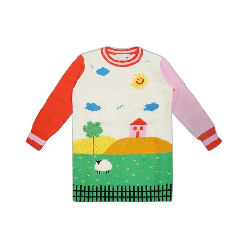 Stella Mccartney Kids Farmyard Intarsia Crewneck Knitted Dress