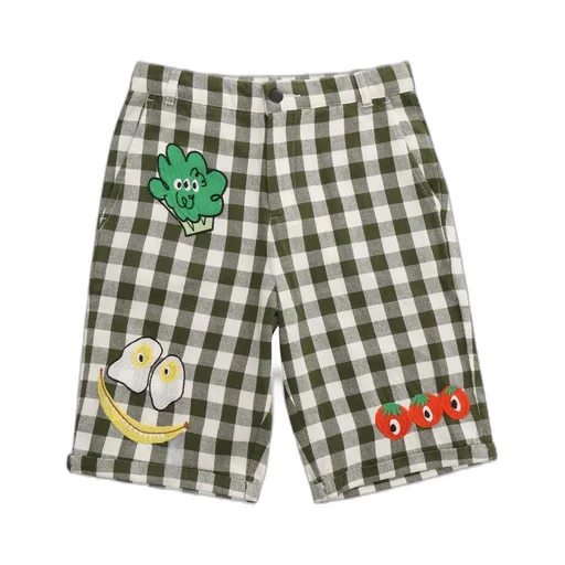 Stella Mccartney Kids Embroidered Motif Checked Shorts